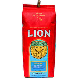 Lion Coffee Vanilla Macadamia Flavored Ground Coffee, Light Roast, Hawaiian Inspired Taste - 24 Ounce Bag