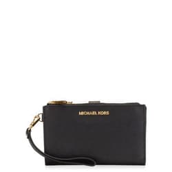 Michael Kors Women's Jet Set Travel Double Zip Wristlet, Black Saffiano, One Size