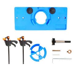 FUYUNXIN 35mm Hinge Hole Jig Drill Guide Set, Closet Door Hole Jig, Puncher Hinge Drilling Tool Set, for Cabinet Door Installation,Woodworking Boring Position Locator Tool Kit (Blue)