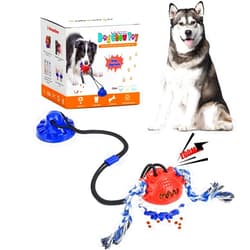 Bobosogo Suction Cup Dog Toy for Aggressive Chewers，Dog Rope Ball Interactive Tug of War Toy, Puppy Tug Toy Squeaky Ball Puzzle Toys for Teeth Cleaning Toys for Small Medium Large Dog