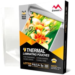 Everest IOS Everest Thermal Laminating Sheets, 8.9 x 11.4 Inches, 3 Mil Thick, 200 Pack Plastic Paper, Letter Size Laminating Pouches, for Education, Classroom and Office to Protect Documents, Craft(TH0300-04)