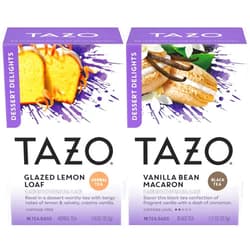 Tazo Dessert Inspired Flavored Tea 2 Flavor Variety Bundle, (1) each: Glazed Lemon Loaf and Vanilla Bean Macaron (15 Count)