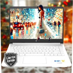 HP 14 Laptop • Back to School Limited Edition with Microsoft 365 • 4-Core Intel CPU • 32GB RAM •1600GB Storage (64GB OnBoard + 512GB External + 1TB OneDrive) • Snow White • w/WOWPC Bundle • Win 11