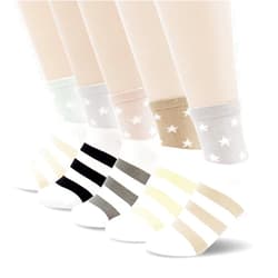 Jinny's Shoppe Cute Cotton Crew Funny Fuzzy Aesthetic Design Soft Novelty Knit Colorful Comfortable Warm Heart Ankle Socks for Women Teens Girls (Pastel Star)