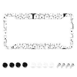LOVEJIA Bear License Plate Frame, White License Plate Frames for Women Man, Cute Car License Plate Holder Funny Car Tag Frame Decor 4 Hole (RDL-96)