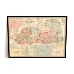 MG Global Historical Poster of Old Kings & Queens Counties New York 1859 Genealogy | 11x17 12x18 16x24 24x36 Unframed Print Wall Art for Gift | Vintage Antique Rustic Home Office Decor