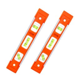 YOTOM 2pcs 9 inch Aluminum-Sided Magnetic Torpedo Level, Box Level Spirit Bubble level - Orange