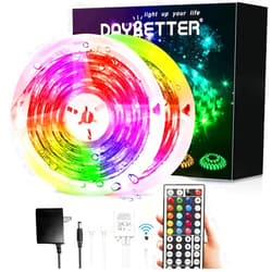 DAYBETTER Led Strip Lights Waterproof, 32.8ft(2 Rolls of 16.4ft) Led Tape Lights Color Changing 300 LEDs Light Strips Kit with 44 Keys Ir Remote Controller and 12v Power Supply for Indoor Outdoor Use