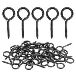 Powlankou 40 Pieces 2 inch Screw Eyes, Black Zinc Plated Steel Screw Eyes, Self Tapping Screw Hooks, Metal Eye Hooks, Eyelet Screws