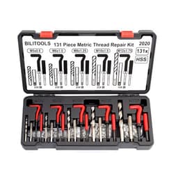 BILITOOLS Thread Repair Kit Metric, 131-Piece HSS Drill Helicoil Repair Kit M5 M6 M8 M10 M12