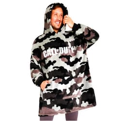 Call of Duty Blanket Hoodie for Men and Teenagers Cosy Oversized Fleece Hoodie One Size Sherpa Hood Gamer Gifts for Him Grey Camo