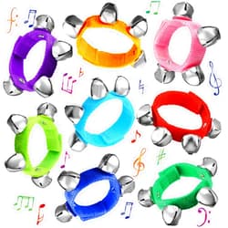 Yeshone 64 Pcs Christmas Wrist Jingle Bells Kids Jingle Bells Wrist Band Jingle Bells Instruments Baby Hand Bells for Kids Adjustable Musical Hand Bells Set Party Supplies Music Percussion Gifts, 8 Colors