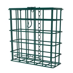 MEKKAPRO Suet Wild Bird Feeder with Hanging Metal Chain, Two Suet Capacity, Bird Feed Recommended, Ideal for Clinging Birds, Woodpeckers, Nuthatches, Chickadees (Single)