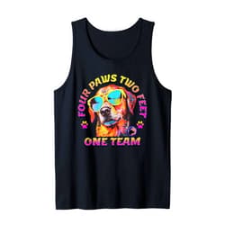 BizzyflyUSA Four Paws Two Feet Team Service Dog Assistance Guide Handler Tank Top