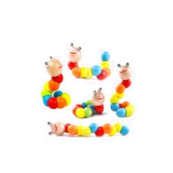 QIANGHAN Cute Deformable Twist Caterpillar Wooden Model Toy Cartoon Multicolor Carpenter Worm Figure Kids Color Cognition LearningToy QINGHAN