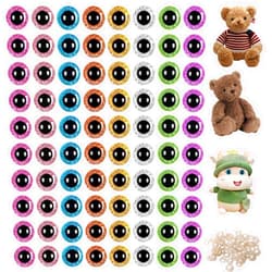 YHCHLHFF 160 Pcs Glitter Safety Eyes 16 mm 3D Safety Eyes for amigurumi for DIY Craft Stuffed Animal Puppet Toy Doll Making (8 Colors)