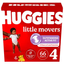 Huggies Size 4 Diapers, Little Movers Baby Diapers, Size 4 (22-37 lbs), 66 Count, Packaging May Vary