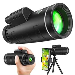 Mearens 40x60 Adult High Definition Monocular Telescope with Smartphone Adapter, BAK4 Prism FMC Monocular with Clear Low Light Vision for Hunting Wildlife Bird Watching Travel Camping Hiking (DYJ-002)