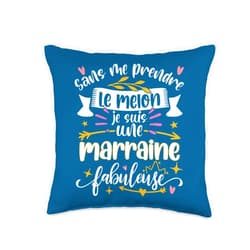 Cadeau Original Pour Une Marraine Cadeaux Bapteme Marraine Fabuleuse Femme Noel Baptême Filleule Anniversaire Throw Pillow, 16x16, Multicolor