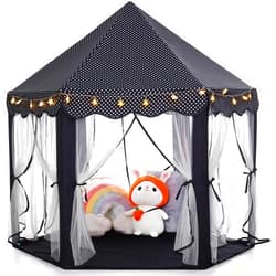 Monobeach Princess Tent Girls Black Large Playhouse Kids Castle Play Tent with Star Lights Gift Toy for Children Indoor and Outdoor Games