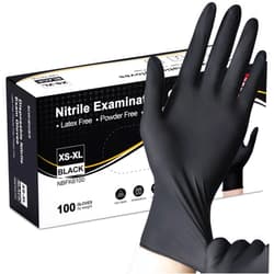 Schneider Nitrile Exam Gloves -Small, 100-ct Box,Black Disposable Gloves Latex-Free, Powder-Free, Food Safe, Medical Gloves for Cooking, Cleaning, Examination