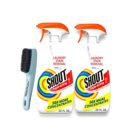 ShineWares Shout Laundry Stain Remover 22oz Triple-acting formula 2pk Bundled with Laundry Stain Remover Brush. Great for everyday stains