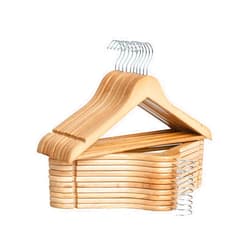StorageWorks Wooden Coat Hanger, Wood Clothes Hangers 20 Pack, Natural Wood Color, Natural Wood Hangers for Coats, Shirts, Jackets, Pants, Suits