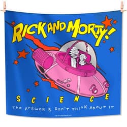 Charon Rick and Morty Blue Space Wall Tapestry for Room, Anime Space Wall Tapestry for Adult Teens, Cool Humour and Imagine Aesthetic, Hippie Decor Hanging Art, Photo backdrop Props Picnic Mat (Blue and Pink)