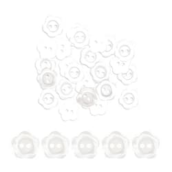 Gunwon 30Pcs White Pearlescent Buttons,2 Hole Flower Button Cardigan Resin Button Resin Sewing Buttons,Round Resin Buttons for Baby Cardigan Knitting,DIY Arts,Crafts and Clothes(White,15mm)