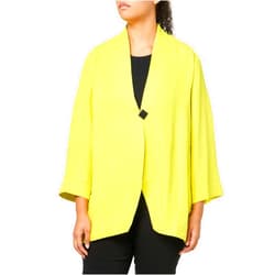 Ali Miles Women's Textured Woven One Button Front Jacket Hi-Low Hem Side Seam Pockets