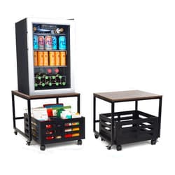 Echaprey Mini Fridge Stand with Storage Drawer Basket, Mobile Small Refrigerator Stand with Wheels Fridge Stand Spacecare Office Pantry Dorm Living Room Kitchen Appliance Storage Rolling Cart