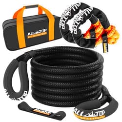 ALL-TOP Kinetic Recovery Rope Kit w/ 2 Soft Shackles, 48000Lbs, 1in x 20ft, Heavy Duty 30+% Elasticity, 16000Lbs Work Load Limit