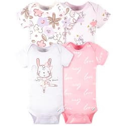 Gerber baby-girls 4-pack Short Sleeve Onesies Bodysuits