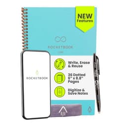 Rocketbook Core Reusable Smart Notebook, Dot Grid Pages For School, Work and Creative Projects, Executive Size 6x8.8, Teal - Premium