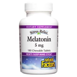 Natural Factors Stress-Relax Melatonin 5 mg by Natural Factors, Natural Sleep Aid, Resets the Sleep-Wake Cycle, 180 chewable tablets (180 servings), Peppermint Flavor