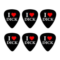 GRAPHICS & MORE I Love Dick Heart Novelty Guitar Picks Medium Gauge - Set of 6