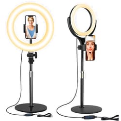 Yarrashop Computer Ring Light for Video Conferencing Lighting - Desk Zoom Light for Laptop with Stand & Phone Holder, Selfie Ring Light for Webcam Light, Video Recording, Zoom Meeting, Makeup, Live Stream