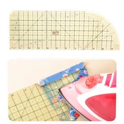 MYLbeter Curved Hot Ruler for Sewing, 12X4 Inch Hot Hem Ruler for Sewing Seam Guide Ruler Sewing Ruler and Guides for Fabric Hemming Tools Press with Dry or Steam