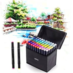 ALARYOD 60 Colors Alcohol Brush Ink Markers,Dual Skin Tone Markers Brush Tip Permanent Sketch Markers for Adults Kids Coloring Artist Sketching Illustration Drawing Calligraph