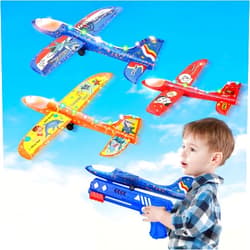 PADONISE 3 Pack Foam Airplane Launcher Toys, LED Glider Catapult Plane with 2 Flight Modes, Outdoor Toys for Boys, Flying Plane Toys for Kids, Birthday Gifts for 4 5 6 7 8 9 10 Year Old Boys Girls