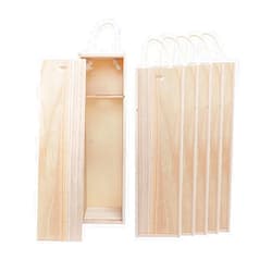 Cregugua 6-Pack Wooden Wine Box Single Bottle Natural Wood Case with Twine Handle for Crafts Gifts