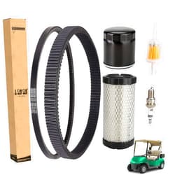 10L0L Golf Cart Tune Up Kit and Drive & Starter Belt Kit fit EZGO TXT RXV 2008-2011 Gas Models with Kawasaki Motor,OEM# 606136, 606138