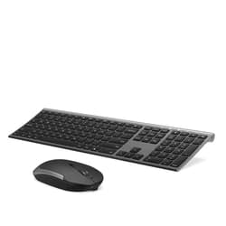 VssoPlor Wireless Keyboard and Mouse, Vssoplor Rechargeable Quiet Full-Size Keyboard and Mouse Combo Set Ultra Slim Design for Laptop, PC, Notebook, Desktop-Dark Gray