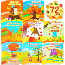 90shine 72PCS Fall Coloring Books for Kids, Party Favors in Bulk Goodie Bag Stuffers Ages 2-4 3-5 4-8
