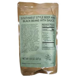 Military Outdoor Clothing MRE(Meal-Ready-to-Eat) Entre: Southwest Style Beef And Black Beans With Sauce (1 Pack)