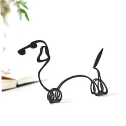 KOLYMAX Dog Minimalist Art Wall Sculpture, Abstract Metal Wire Geometric Line Drawing Art Statue (Dachshund)