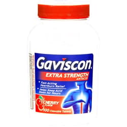 Gaviscon Extra Strength Cherry Chewable Tablet For Fast-Acting Heartburn Relief, 100 Count