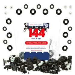 Play Platoon 144 Piece Wheels and Axles Sets, Building Bricks Car Parts and Pieces Kit - Car Building Set with Wheels, Axles & Windshields