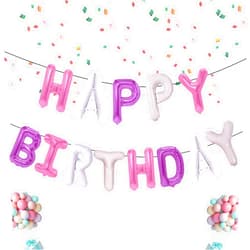 BOEIAC Happy Birthday Balloons, 13pcs Aluminum Foil Letters, 16 Inch, Reusable, Unisex Birthday Decorations for Kids Adults Party Favor Supplies, Pantone Color