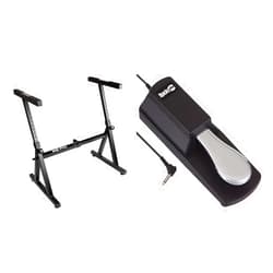 RockJam Heavy Duty Z-Shaped Keyboard Stand and Universal Sustain Pedal Bundle for 54-88 Key Electric Pianos